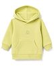 UCB Cotton Knit Hoodie With Full Sleeves and Brand Logo Embroidery - Green