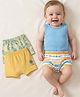 Babyoye Cotton Lycra Knit Striped & Vehicles Printed Trunks Pack of 3 - Multicolour