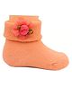 Neska Moda Cotton Elastane Knit Floral Applique Detailed Socks - Orange