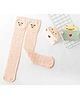 Neska Moda Cotton Elastane Knit Animal Designed Socks - Beige