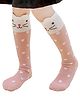 Neska Moda Cotton Elastane Knit Animal & Hearts Designed Socks - Peach