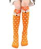 Neska Moda Cotton Elastane Knit Animal & Polka Dots Designed Socks - Orange