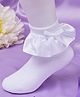 Neska Moda Cotton Elastane Knit Frill Detailed Socks  - White