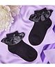 Neska Moda Cotton Elastane Knit Frill Detailed Socks - Black