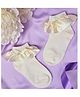 Neska Moda Cotton Elastane Knit Frill Detailed Socks - Off White