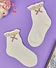 Neska Moda Cotton Elastane Knit Frill Detailed Bow Applique Socks - Off White
