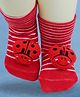 Neska Moda Cotton Elastane Knit Ladybug Applique Detailed Anti Slip Socks - Red