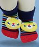 Neska Moda Striped & Teddy Bear Applique Detailed Socks -  Dark Blue & Yellow