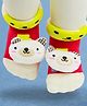 Neska Moda Cotton Elastane Knit Dog Applique Detailed Anti Slip Socks - White & Red & Yellow