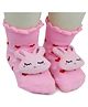 Neska Moda Cotton Elastane Knit Heart Printed Bunny Applique Detailed Socks - Pink