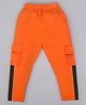 Hrit Cotton Knit Colour Blocked Track Pantss - Orange
