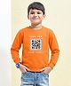 Hrit Fleece Knit Full Sleeves QR Printed Sweatshirt - Orange