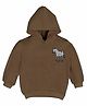 Hrit Fleece Knit  Full Sleeves Zebra Embroidered Hooded Sweatshirt - Brown