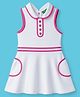 UCB Cotton Knit Sleeveless Solid Color Dress with Piping- White