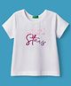 UCB Cotton Knit Half Sleeves T-Shirt With Text Print - White