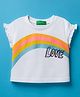UCB Knit Half Sleeves Cropped T-Shirt with Rainbow Print - White