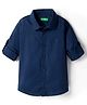 UCB Cotton Woven Full Sleeves Solid Colour Shirt - Navy Blue