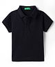 UCB Jacquard Premium Cotton Knit Half Sleeves Solid Polo T-Shirt - Black