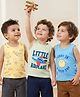 Babyoye Cotton Lycra Knit Sleeveless Vests with Airplane Print Pack of 3 - Multicolor
