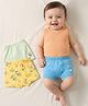 Babyoye Cotton Lycra Knit Briefs with Car Print Pack of 3 - Blue Peach & White