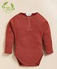 Cot & Candy Organic Cotton Knit Full Sleeves Solid Onesie - Red