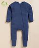 Cot & Candy Organic Cotton Knit Full Sleeves Solid Romper - Navy Blue