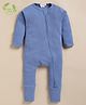 Cot & Candy Organic Cotton Knit Full Sleeves Solid Romper - Light Blue