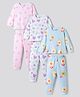 Bonifno 100% Cotton Knit Full Sleeves T-Shirt & Lounge Pant Co-ord Sets With Heart Polka Dot & Floral Print Pack of 3 - Multicolor