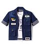 Dapper Dudes Full Sleeves  Text Patch Detailed Jacket With Tee  - Blue