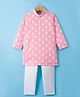 Dapper Dudes Full Sleeves Floral Embroidered Kurta Pyjama Set - Pink