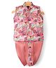 Dapper Dudes Sleeveless Floral Printed Dhoti Kurta Set - Pink