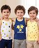Babyoye Cotton Lycra Knit Sleeveless Vests with Star Print Pack of 3 - Navy Blue White & Yellow