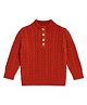 Kidbea Cotton Blend Knit Full Sleeves Cable Knit Designed  Sweaters  - Red