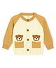 Kidbea Fleece Knit Full Sleeves Teddy Bear Patch Detailed Winter Sweater - Beige