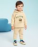 Kidbea Cotton Knit Full Sleeves Teddy Bear Printed Hooded Winter Sweatshirt & Trouser Set - Peach