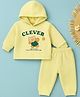 Kidbea Cotton Knit Full Sleeves Teddy Bear Printed Hooded Winter Sweatshirt & Trouser Set - Green
