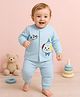 Kidbea Cotton Knit Full Sleeves Puppy Dog Printed Sweater & Pant Set - Sky Blue
