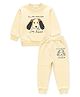 Kidbea Cotton Knit Full Sleeves Your Re Never Alone Text & Dog Printed Sweatshirt & Pant - Yellow