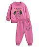 Kidbea  Cotton Knit Full Sleeves Your Re Never Alone Text & Dog Printed Sweatshirt & Pant - Pink