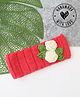 Woonie Hand Knitted Floral Applique Detailed Headband - Coral