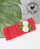 Woonie Hand Knitted Floral Applique Detailed Headband - Coral