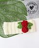 Woonie Hand Knitted Floral Applique Detailed Headband - Cream