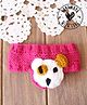 Hand Knitted Animal Face Applique Detailed Headband - Pink