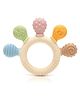 VELLIQUE Baby Teething Toy Silicone Teether Ring with 6 Different Textures BPA-Free Food-Grade Soft Sensory Chewing Toy Infants Toddlers Relief Soothing Gums - Beige Pink & Yellow
