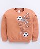 Nottie Planet Cotton Looper Knit Full Sleeves Sports Ball Printed Light Winter Sweatshirt - Brown