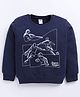 Nottie Planet Cotton Looper Knit Full Sleeves Sports Theme Printed Light Winter Sweatshirt - Navy Blue