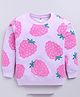 Nottie Planet Cotton Looper Knit Full Sleeves Strawberry Printed Light Winter Sweatshirt - Pink
