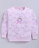 Nottie Planet Cotton Looper Knit Full Sleeves Girl With Bunnies Printed Light Winter Sweatshirt - Pink