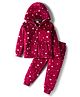 Babyhug Velour Woven Full Sleeves Co-ords Hooded Winter Wear Suit with Star Print - Red