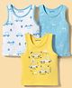 Babyoye Elastane Knit Sleeveless Vests With Car Print Pack of 3 - Multicolor